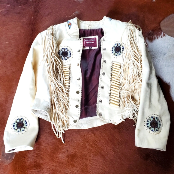 western world Jackets & Blazers - Hand worked South Western leather jacket.